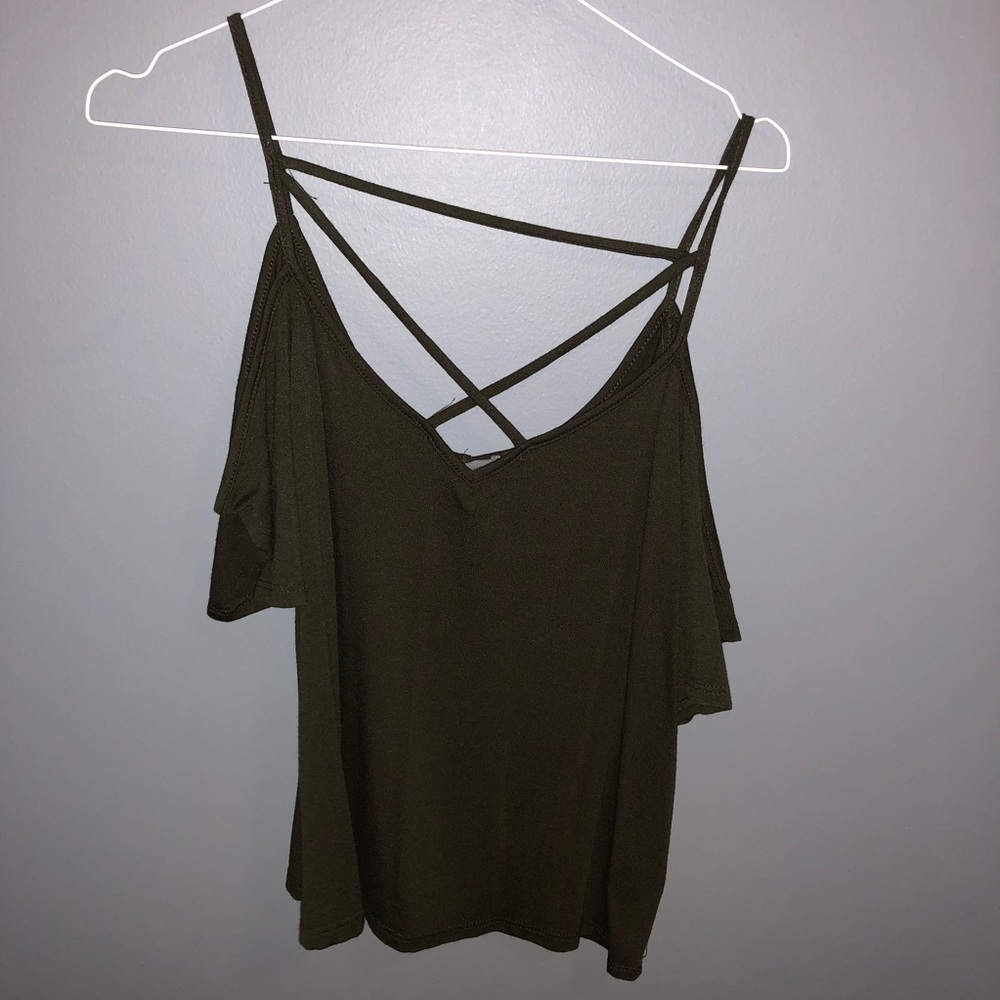 army green Charlotte Russe cold shoulder blouse